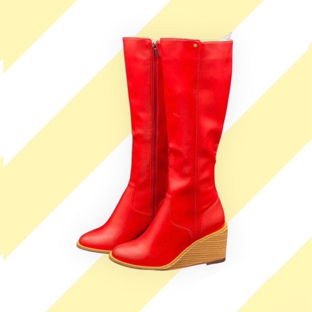 Hot Red Stylish Heeled Boots! Sz 10